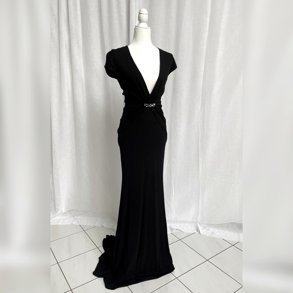 Stunning deep V black gown